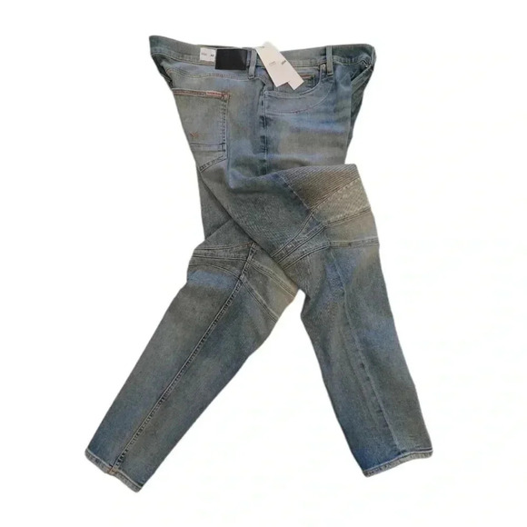 Hudson Ethan Biker Skinny Medium Wash Denim Jeans Size 42 - Picture 4 of 13